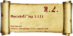 Macskásy Lili névjegykártya