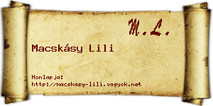Macskásy Lili névjegykártya